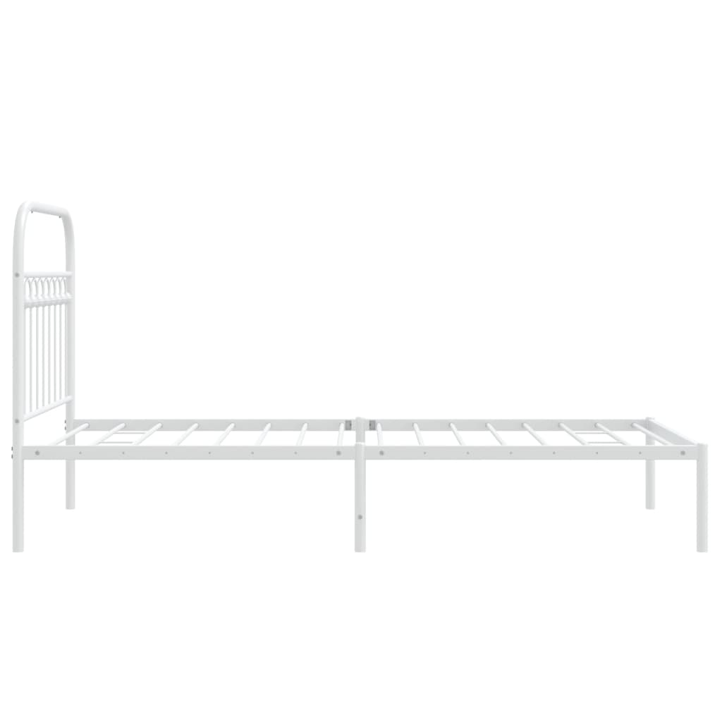 vidaXL Metal Bed Frame without Mattress with Headboard White 90x190cm