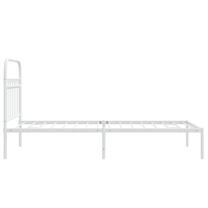 vidaXL Metal Bed Frame without Mattress with Headboard White 90x190cm