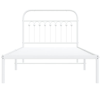 vidaXL Metal Bed Frame without Mattress with Headboard White 100x190cm