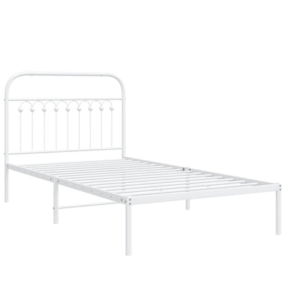 vidaXL Metal Bed Frame without Mattress with Headboard White 100x200cm