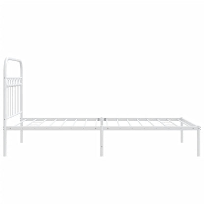 vidaXL Metal Bed Frame without Mattress with Headboard White 100x200cm