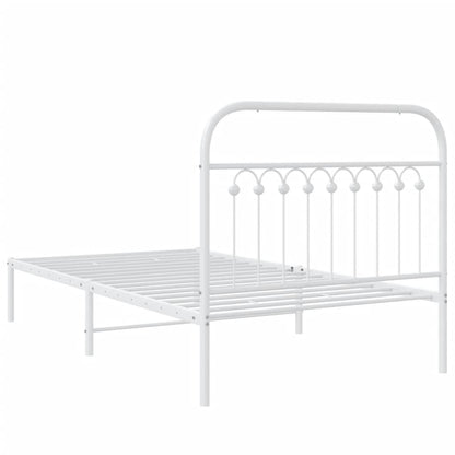 vidaXL Metal Bed Frame without Mattress with Headboard White 100x200cm