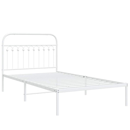 vidaXL Metal Bed Frame without Mattress with Headboard White 107x203cm