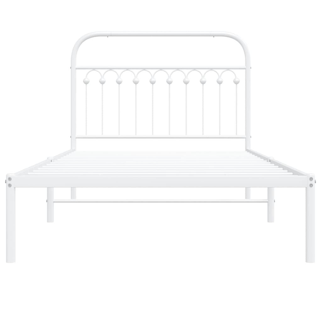 vidaXL Metal Bed Frame without Mattress with Headboard White 107x203cm