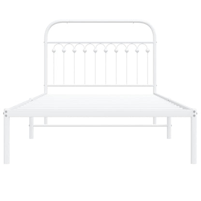 vidaXL Metal Bed Frame without Mattress with Headboard White 107x203cm