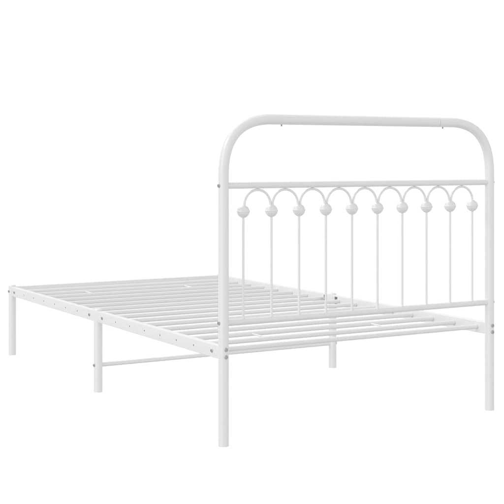 vidaXL Metal Bed Frame without Mattress with Headboard White 107x203cm