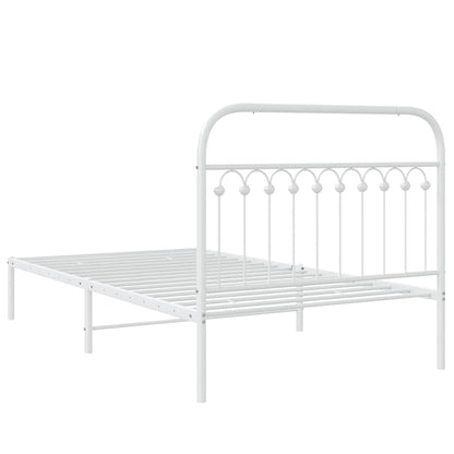 vidaXL Metal Bed Frame without Mattress with Headboard White 107x203cm