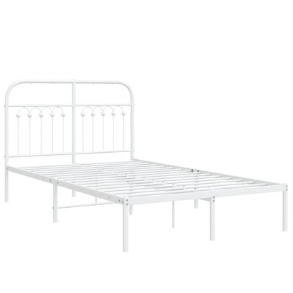 vidaXL Metal Bed Frame without Mattress with Headboard White 120x190cm