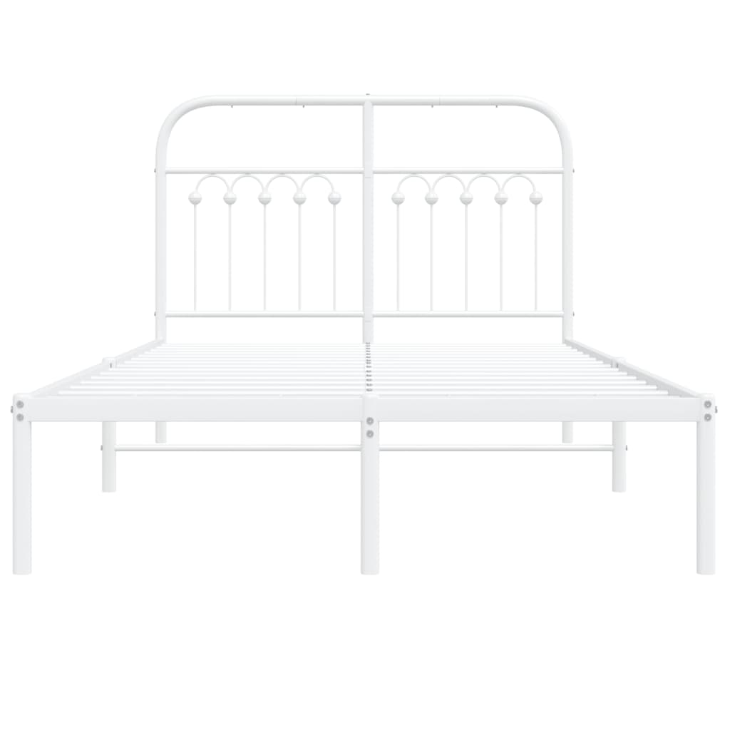 vidaXL Metal Bed Frame without Mattress with Headboard White 120x190cm