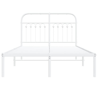 vidaXL Metal Bed Frame without Mattress with Headboard White 120x190cm