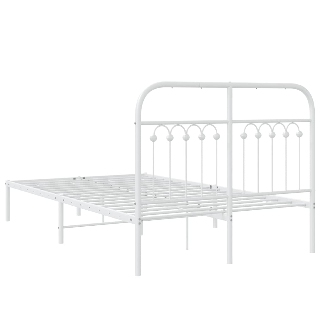 vidaXL Metal Bed Frame without Mattress with Headboard White 120x190cm