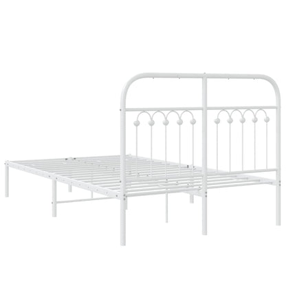 vidaXL Metal Bed Frame without Mattress with Headboard White 120x190cm