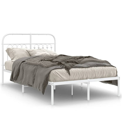 vidaXL Metal Bed Frame without Mattress with Headboard White 120x200cm