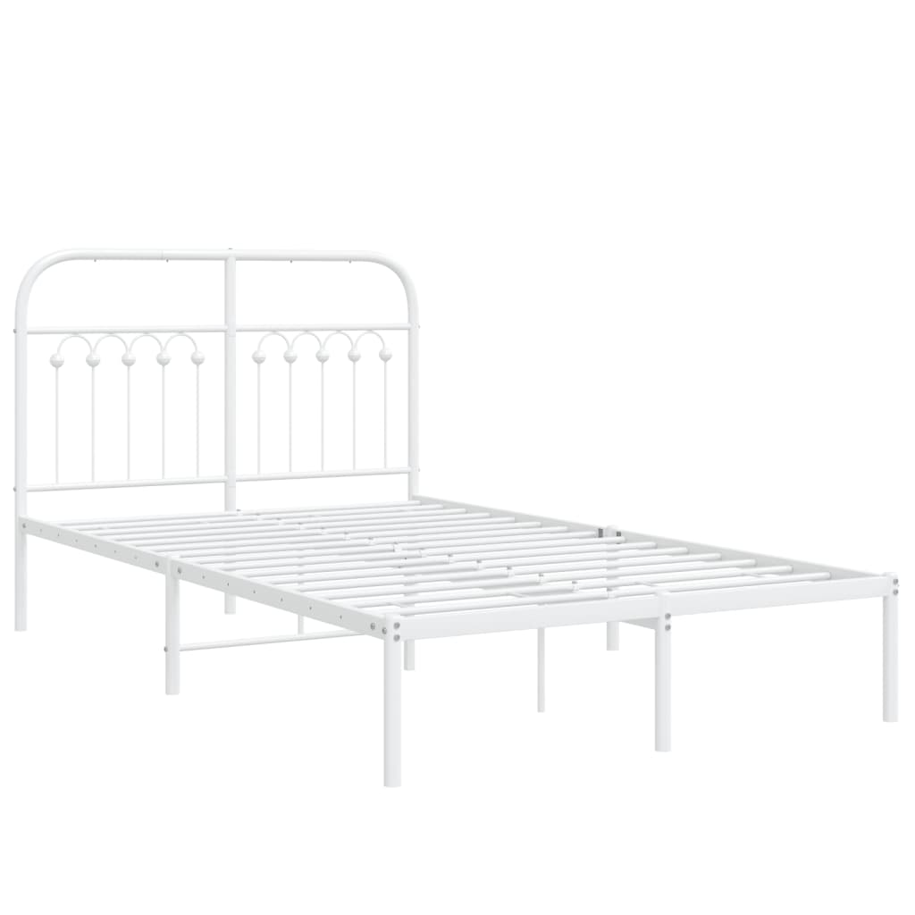 vidaXL Metal Bed Frame without Mattress with Headboard White 120x200cm