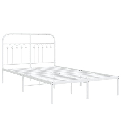 vidaXL Metal Bed Frame without Mattress with Headboard White 120x200cm