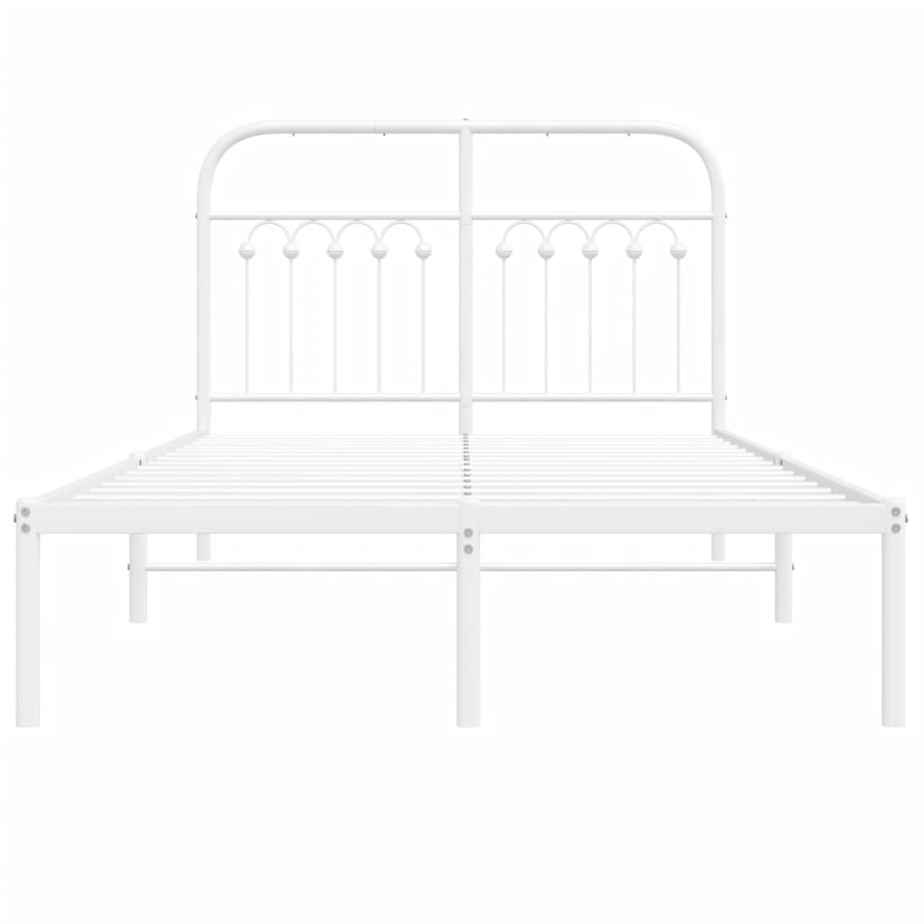 vidaXL Metal Bed Frame without Mattress with Headboard White 120x200cm