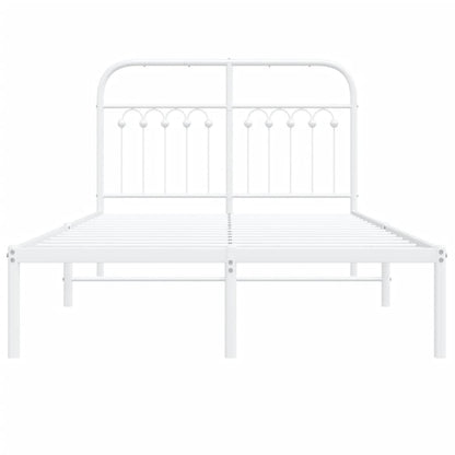 vidaXL Metal Bed Frame without Mattress with Headboard White 120x200cm