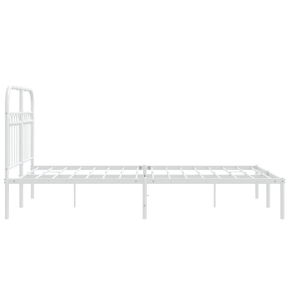 vidaXL Metal Bed Frame without Mattress with Headboard White 120x200cm