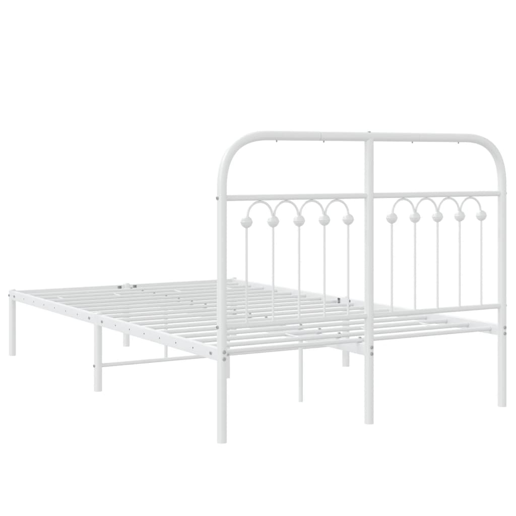 vidaXL Metal Bed Frame without Mattress with Headboard White 120x200cm