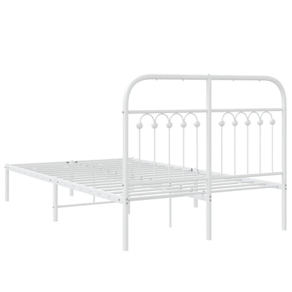 vidaXL Metal Bed Frame without Mattress with Headboard White 120x200cm