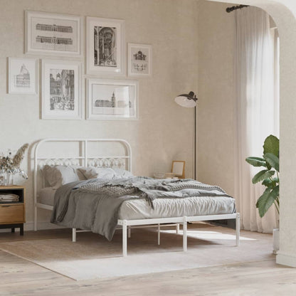 vidaXL Metal Bed Frame without Mattress with Headboard White 120x200cm