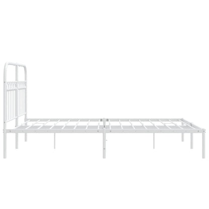 vidaXL Metal Bed Frame without Mattress with Headboard White 135x190cm