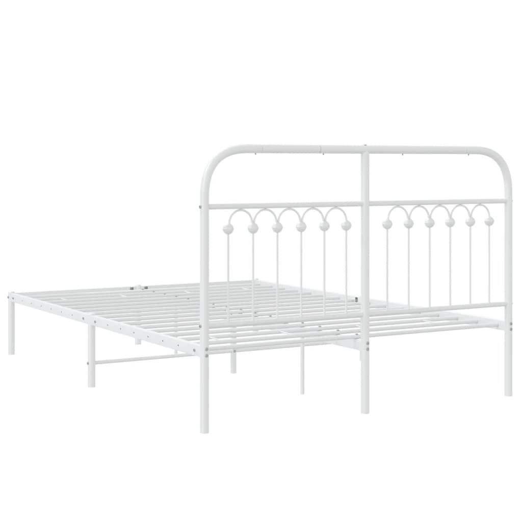 vidaXL Metal Bed Frame without Mattress with Headboard White 135x190cm