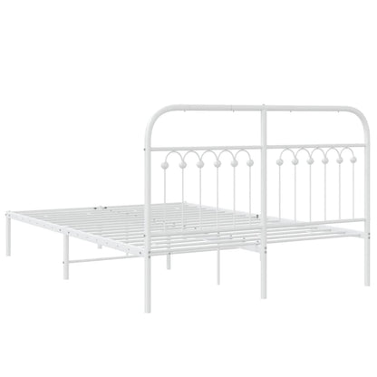 vidaXL Metal Bed Frame without Mattress with Headboard White 135x190cm