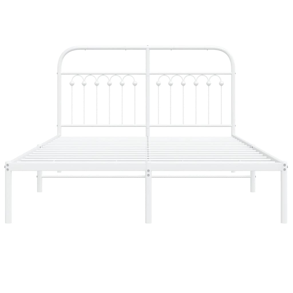 vidaXL Metal Bed Frame without Mattress with Headboard White 140x190cm