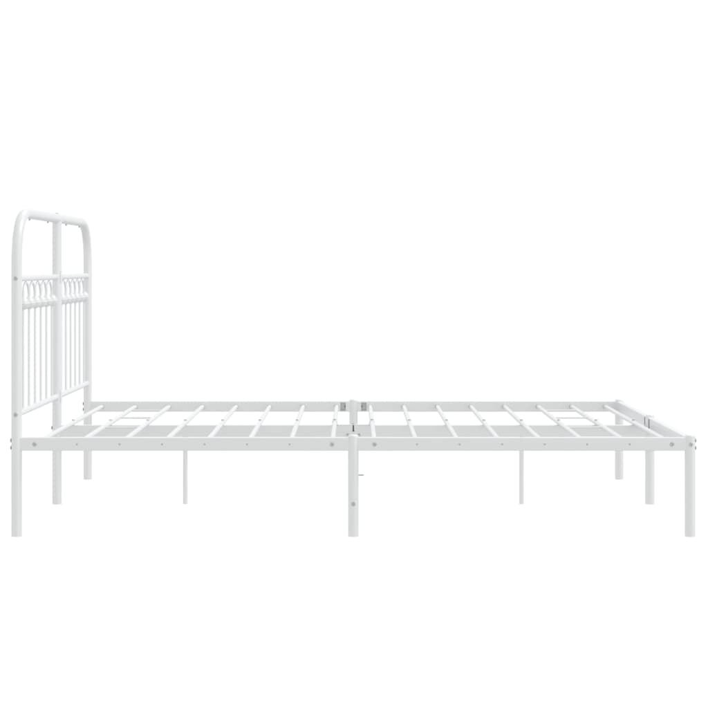 vidaXL Metal Bed Frame without Mattress with Headboard White 140x190cm