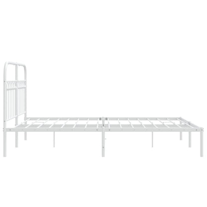 vidaXL Metal Bed Frame without Mattress with Headboard White 140x190cm
