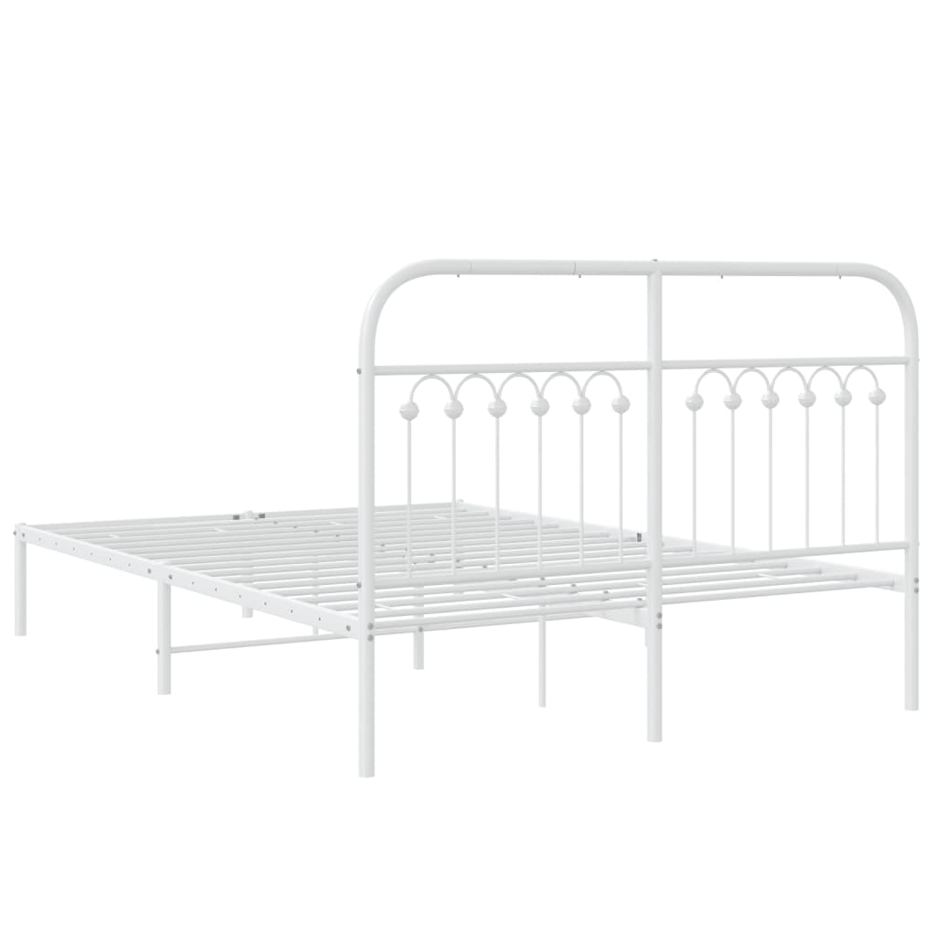 vidaXL Metal Bed Frame without Mattress with Headboard White 140x190cm