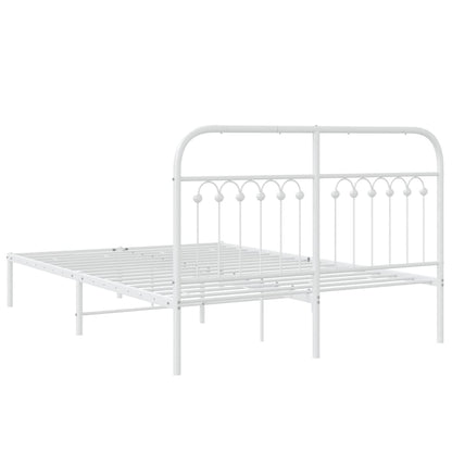 vidaXL Metal Bed Frame without Mattress with Headboard White 140x190cm