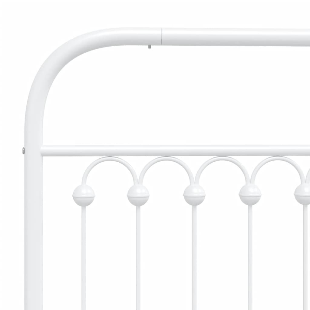 vidaXL Metal Bed Frame without Mattress with Headboard White 140x190cm