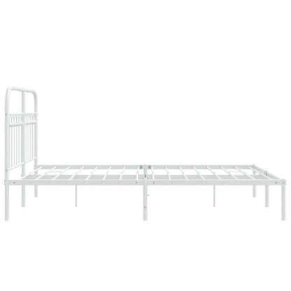vidaXL Metal Bed Frame without Mattress with Headboard White 140x200cm