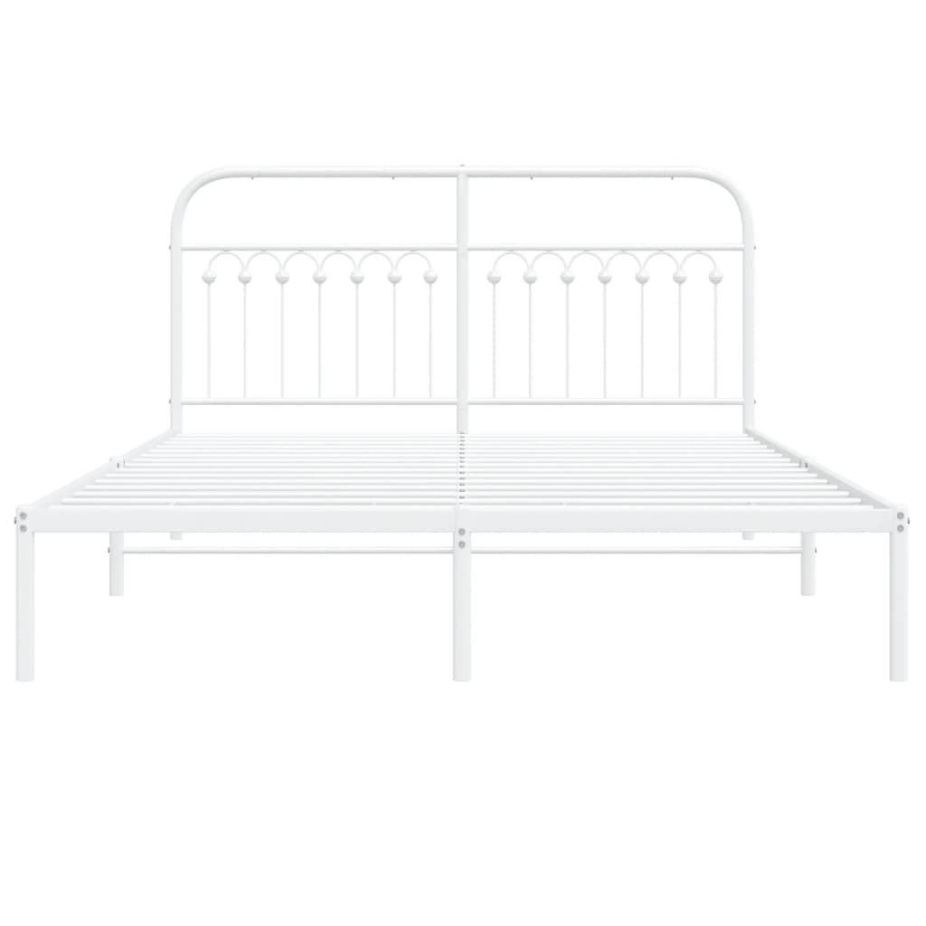 vidaXL Metal Bed Frame without Mattress with Headboard White 150x200cm
