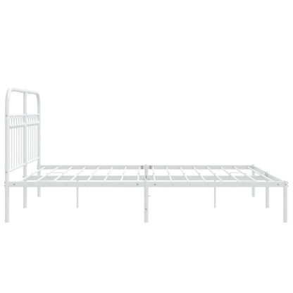 vidaXL Metal Bed Frame without Mattress with Headboard White 150x200cm
