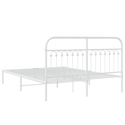 vidaXL Metal Bed Frame without Mattress with Headboard White 150x200cm
