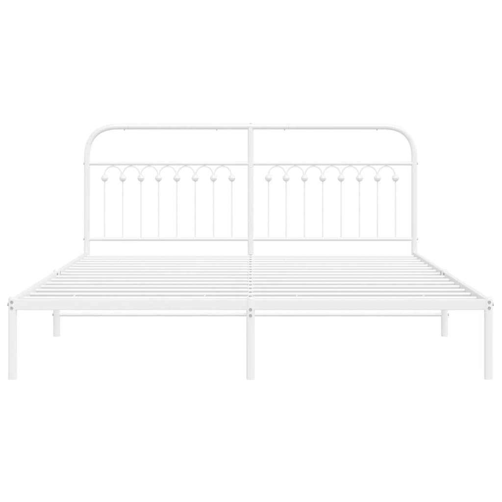 vidaXL Metal Bed Frame without Mattress with Headboard White 183x203cm
