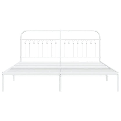 vidaXL Metal Bed Frame without Mattress with Headboard White 183x203cm