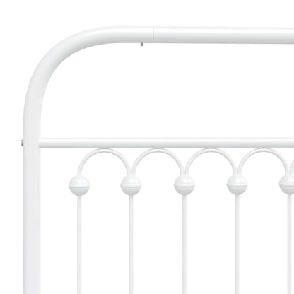 vidaXL Metal Bed Frame without Mattress with Headboard White 183x203cm
