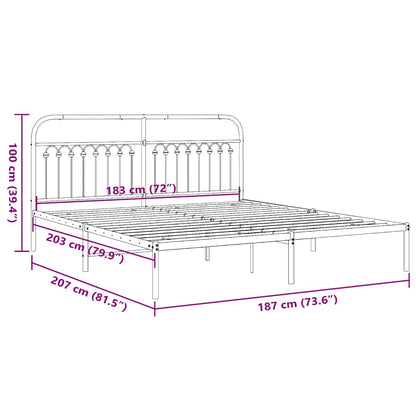 vidaXL Metal Bed Frame without Mattress with Headboard White 183x203cm
