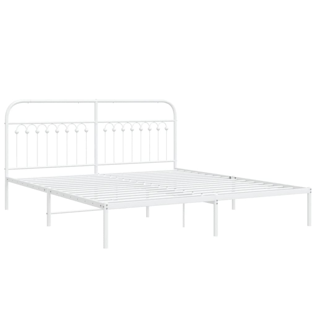 vidaXL Metal Bed Frame without Mattress with Headboard White 183x213cm