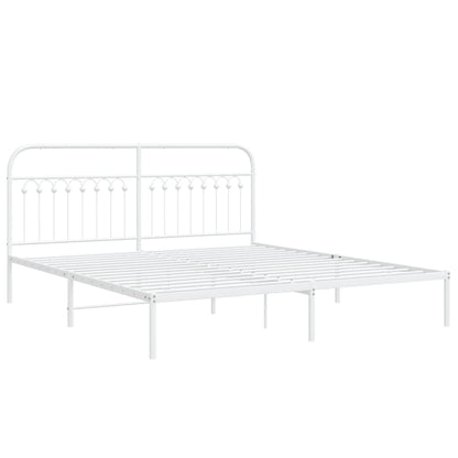 vidaXL Metal Bed Frame without Mattress with Headboard White 183x213cm