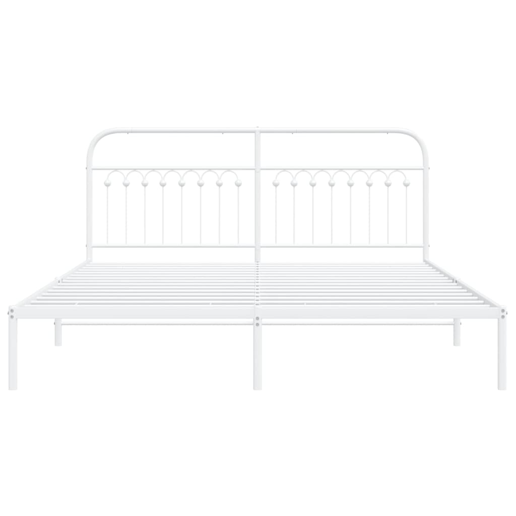 vidaXL Metal Bed Frame without Mattress with Headboard White 183x213cm