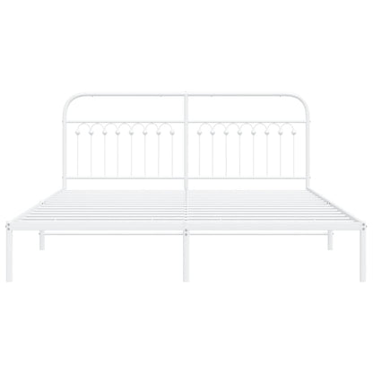 vidaXL Metal Bed Frame without Mattress with Headboard White 183x213cm