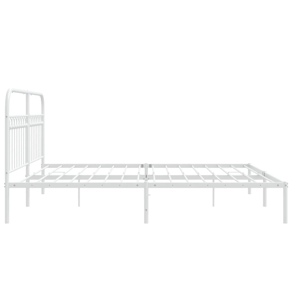 vidaXL Metal Bed Frame without Mattress with Headboard White 183x213cm