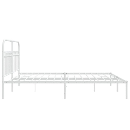 vidaXL Metal Bed Frame without Mattress with Headboard White 183x213cm
