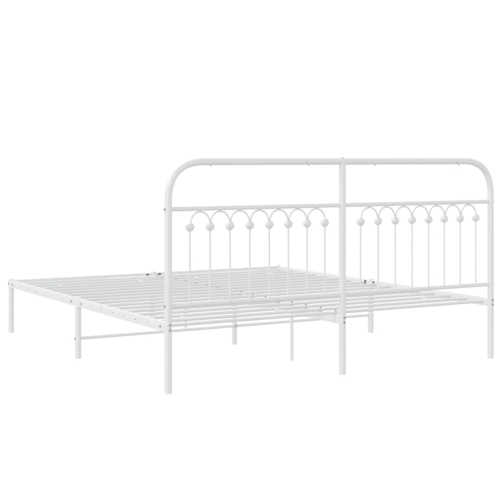 vidaXL Metal Bed Frame without Mattress with Headboard White 183x213cm