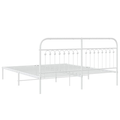 vidaXL Metal Bed Frame without Mattress with Headboard White 183x213cm